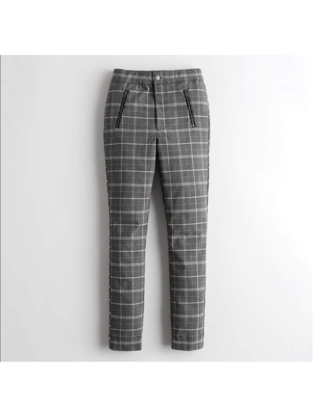 Hollister Gray Plaid Ultra High Rise Stretch Ankle Pants Size Large - Picture 3 of 8
